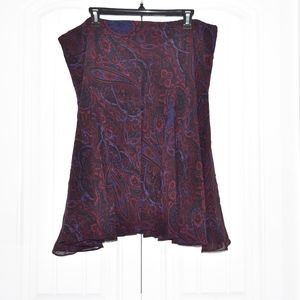Chaps Red Blue Paisley Skirt Size XL